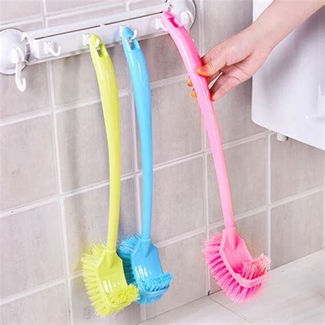 toilet cleaning brush 50CM Length Sided Curved handle toilet brush toilet cleaning brush back no ...