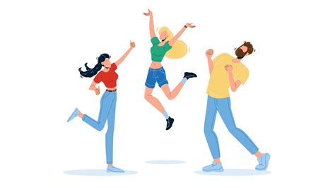 Happy People Jumping Enthusiasm Emotion Vector Illustration 7989497 ...