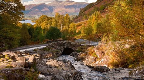 HD wallpaper: Ashness Bridge, Lake District, Cumbria, England, Fall ...