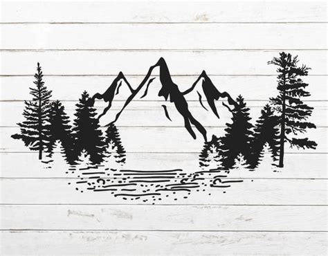 Mountain Clipart, Mountain Svg, Mountain Scene, Lake Tattoo, Beach Tattoo, Mountain Silhouette ...