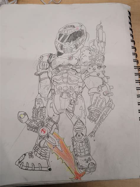 The doom slayer drawing : r/Doom