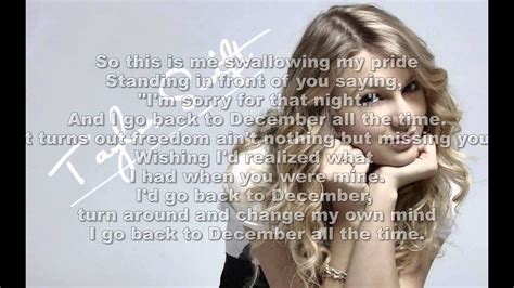 Taylor Swift Back To December lyrics - YouTube