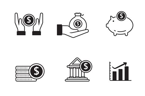 Set of savings icons with black and white design on isolated background 22661399 Vector Art at ...