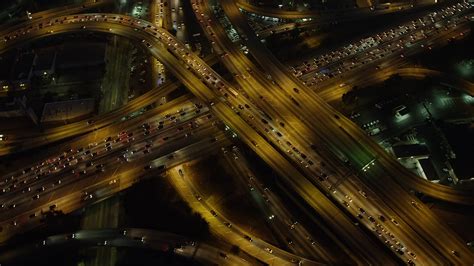 5K stock footage aerial video of bird's eye view of traffic on the I-10 ...