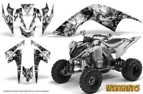 YAMAHA RAPTOR 700 06-12 GRAPHICS KIT CREATORX DECALS INFERNO WHITE | eBay