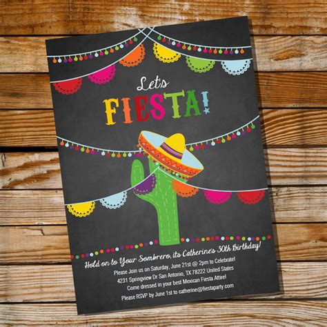 Mexican Fiesta Birthday Invitation 16th 30th 40th 50th 60th