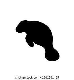 Manatee Black Silhouette Vector Illustration Stock Vector (Royalty Free ...