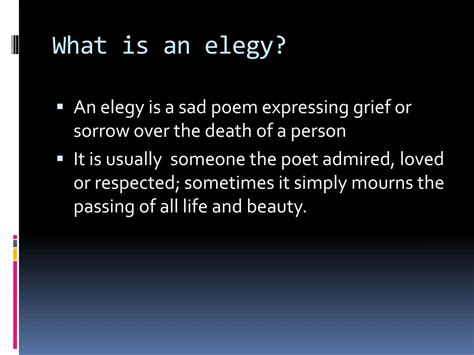 Elegy Poem Examples For Kids