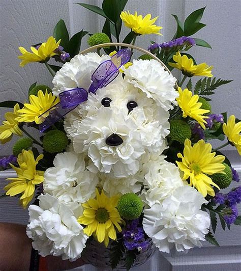 How To Make Flower Puppy Bouquet - The WHOot | Flower arrangements diy, Animal flower ...