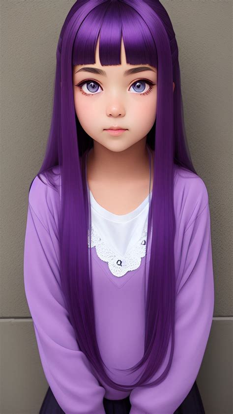 Девочка с длинными фиолетовыми волосами и фиолетовыми глазами 3d Portrait, Portrait Drawing ...