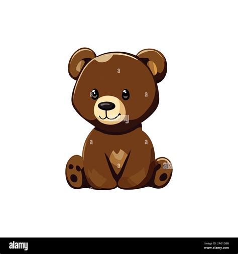 Cute brown teddy bear clipart vector illustration for kids Stock Vector ...