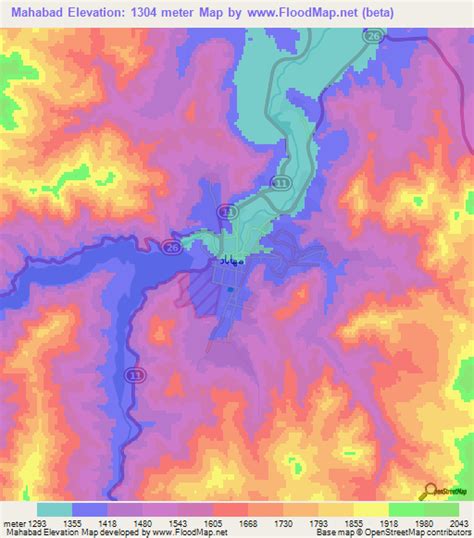 Elevation of Mahabad,Iran Elevation Map, Topography, Contour