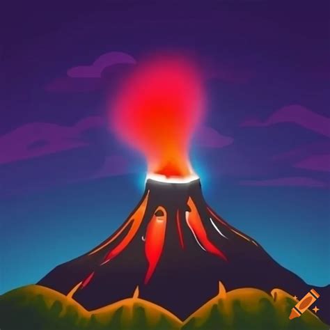 Cartoon tropical volcano logo