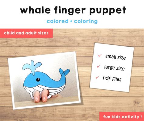 Whale Paper Craft Printable Ocean Animal Finger Puppet Kids - Etsy