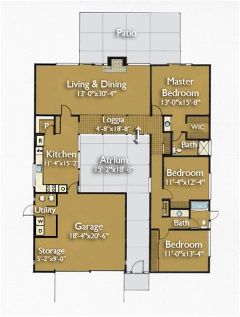 Ranch Style House Plan - 2 Beds 2 Baths 1480 Sq/Ft Plan #888-4 | Eichler house plans, Vintage ...