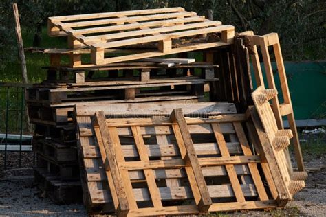 Old Wooden Pallets for Recycling Stock Photo - Image of factory, storage: 89300972