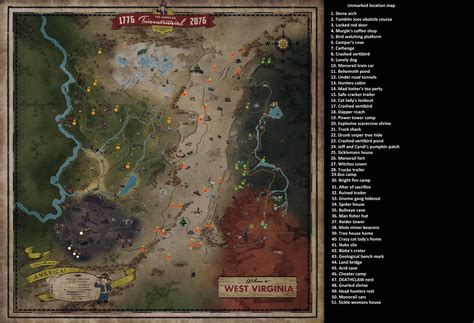 Fallout 76 Map of Unknown Locations – Fallout 76 Maps, Vaults, Vendors, Treasures and More ...