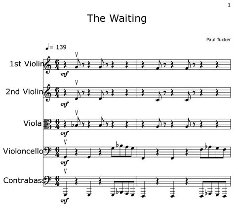 The Waiting - Sheet music for Violin, Viola, Cello, Contrabass