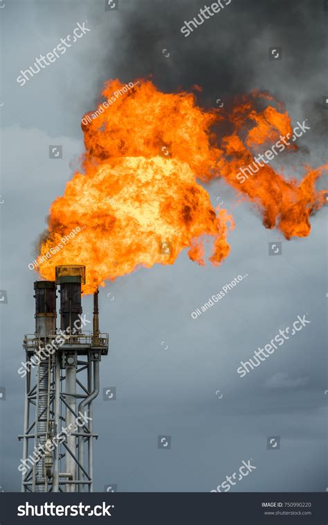 Fire On Flare Stack Oil Gas Stock Photo (Edit Now) 750990220