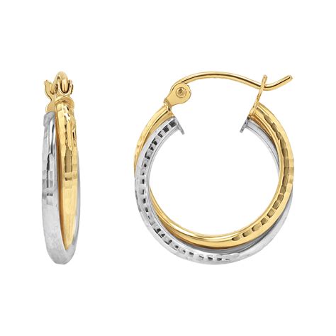 14K Gold Two-Tone Double Hoop Earrings – Baby Gold