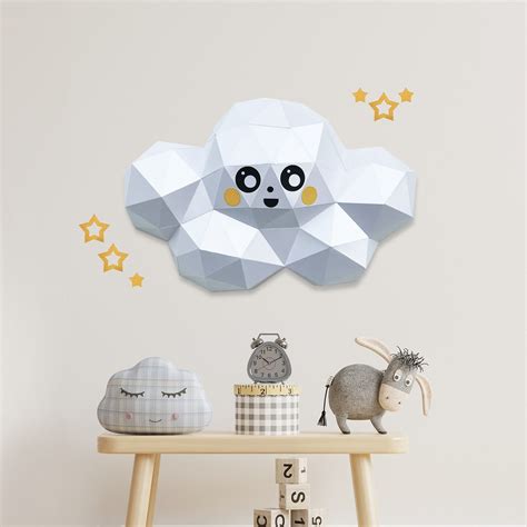 Papercraft CLOUD Wall decorations DIY kit Pre cut | Etsy