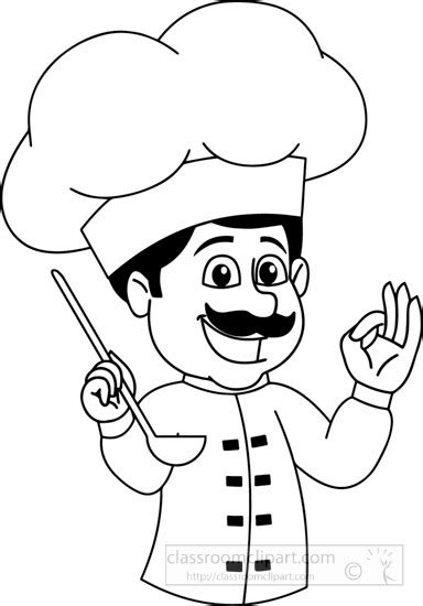 Food Clipart- a-chef-cooking-and-tasting-food-with-happy-face-black-white-clipart - Classroom ...