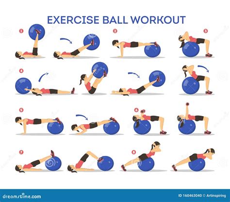 Exercise Ball Workout Set. Idea of Body Health and Training Stock ...