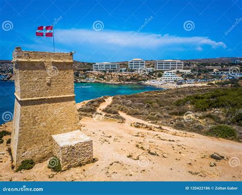 Ghajn Tuffieha, Malta - Beautiful Ghajn Tuffieha Watch Tower and Golden ...