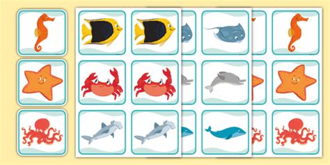 Sea Creatures Pairs Card Game (teacher made)