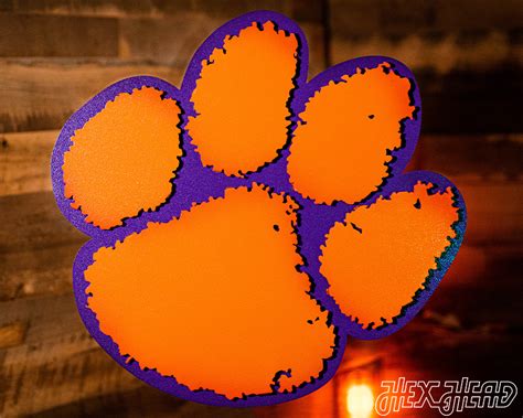 Clemson Tigers Orange on Purple Paw 3D Vintage Metal Artwork LARGE 23 ...