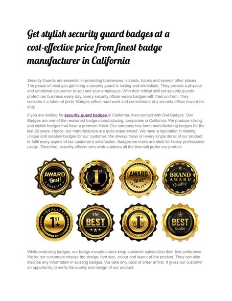 Get stylish security guard badges at a cost-effective price from finest ...