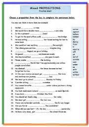 Mixed Preposition Exercises With Answers Preposition
