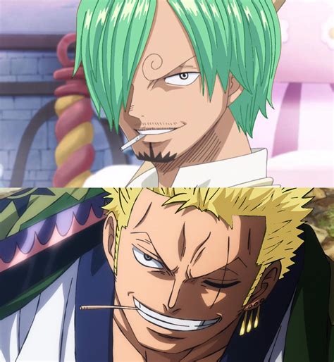 I tried switching Zoro and Sanji's hair colors using Microsoft Paint : r/OnePiece