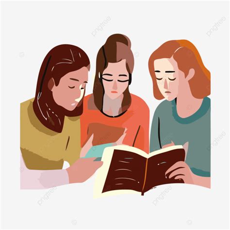 Women S Bible Study Vector, Sticker Clipart Three Women Reading Together Cartoon, Sticker ...