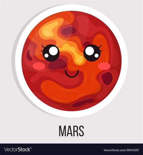 Cartoon cute mars planet isolated on white vector image on VectorStock ...