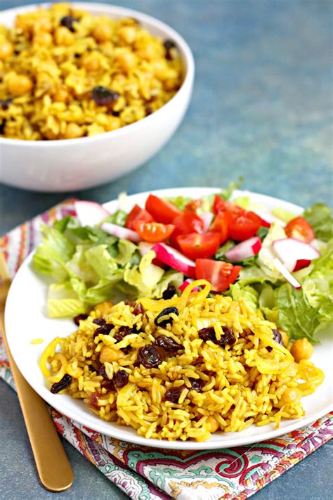 Basmati Rice Pilaf with Chickpeas and Dried Fruit - Veggies Save The Day