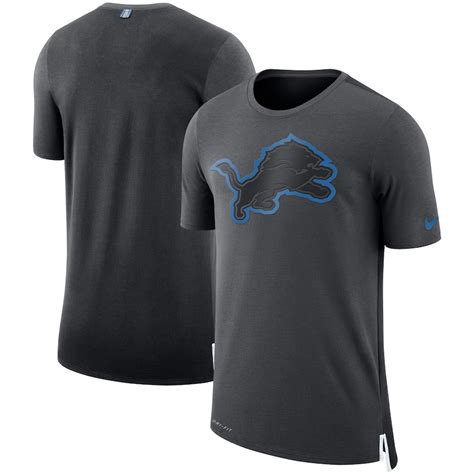 Men's Nike Charcoal/Black Detroit Lions Sideline Travel Mesh Performance T-Shirt