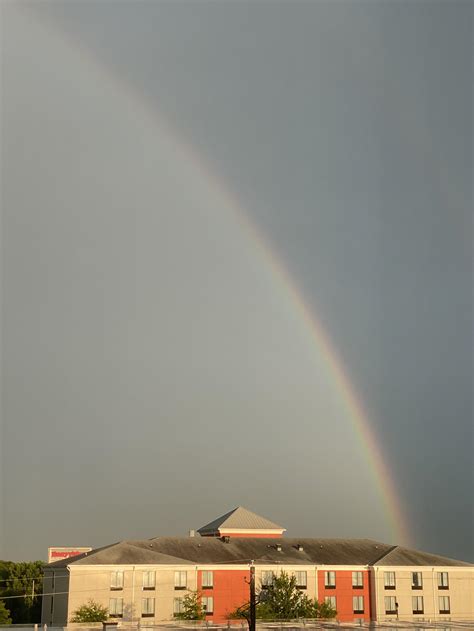 Rainbow tonight in McDonough, GA. Why do the sky darker outside the rainbow than inside? : r/weather