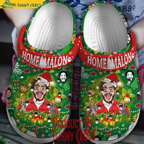 Home Malone Post Malone Christmas Green Crocs - Discover Comfort And Style Clog Shoes With Funny ...