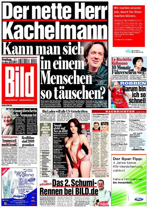 Newspaper Bild (Germany). Newspapers in Germany. Friday's edition, March 26 of 2010. Kiosko.net