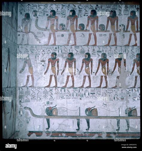 Wall-paintings in the tomb of Seti I, in the Valley of the Kings Stock ...