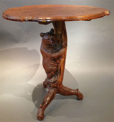 Swiss “Black Forest” Carved Bear Table 1880 | Wooden sculpture, Black forest bear, Bear carving