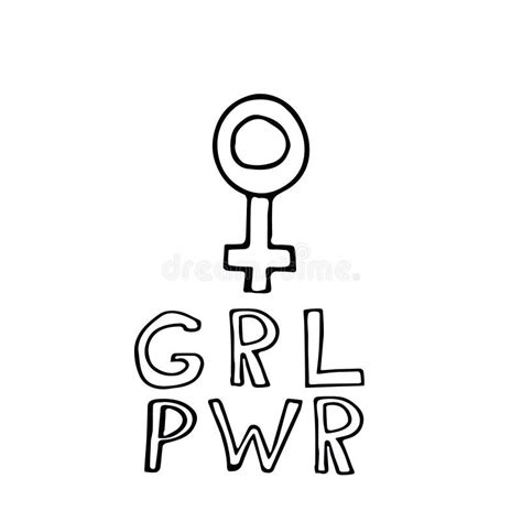 Symbol of Woman and Lettering Girl Power in Hand Drawn Style Stock Illustration - Illustration ...