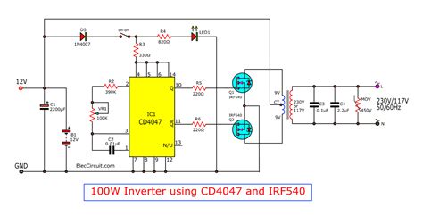 Simple Inverter Circuit Diagram 12v To 220v