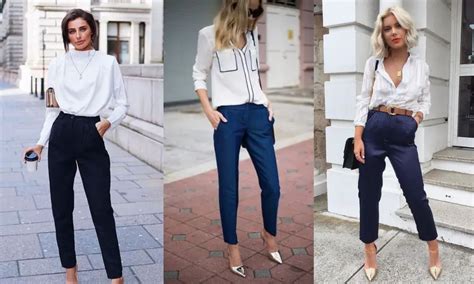 Navy Pants White Blouse // Petite Workwear Ideas Blue, 57% OFF