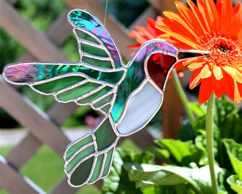Hummingbird Stained Glass Suncatcher. $30.00, via Etsy. Stained Glass Ornaments, Stained Glass ...