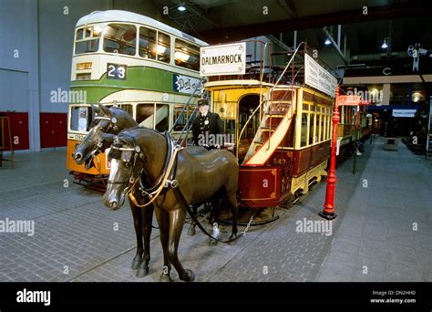 horse drawn tram glasgow museum specimin Stock Photo: 64596601 - Alamy