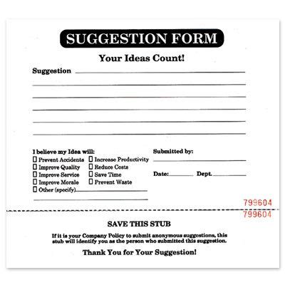 Sample Suggestion Box Forms