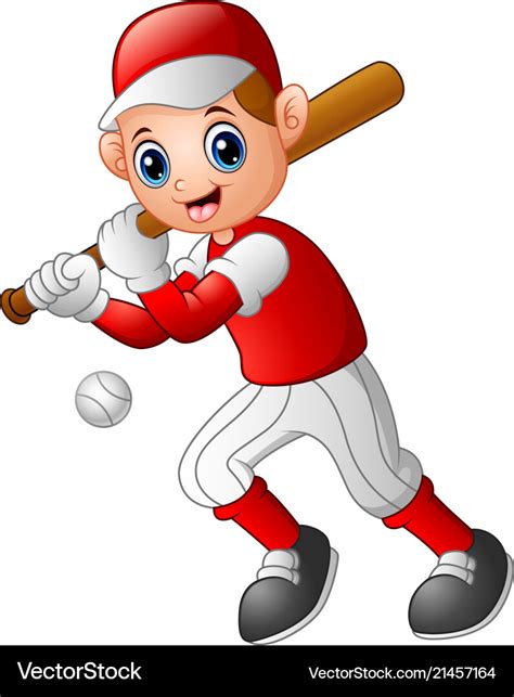 Cartoon boy playing baseball Royalty Free Vector Image