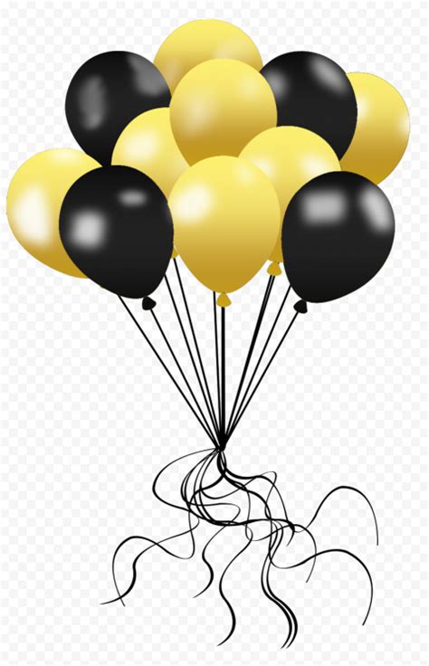 HD Gold & Black Balloons Decorations PNG | Citypng